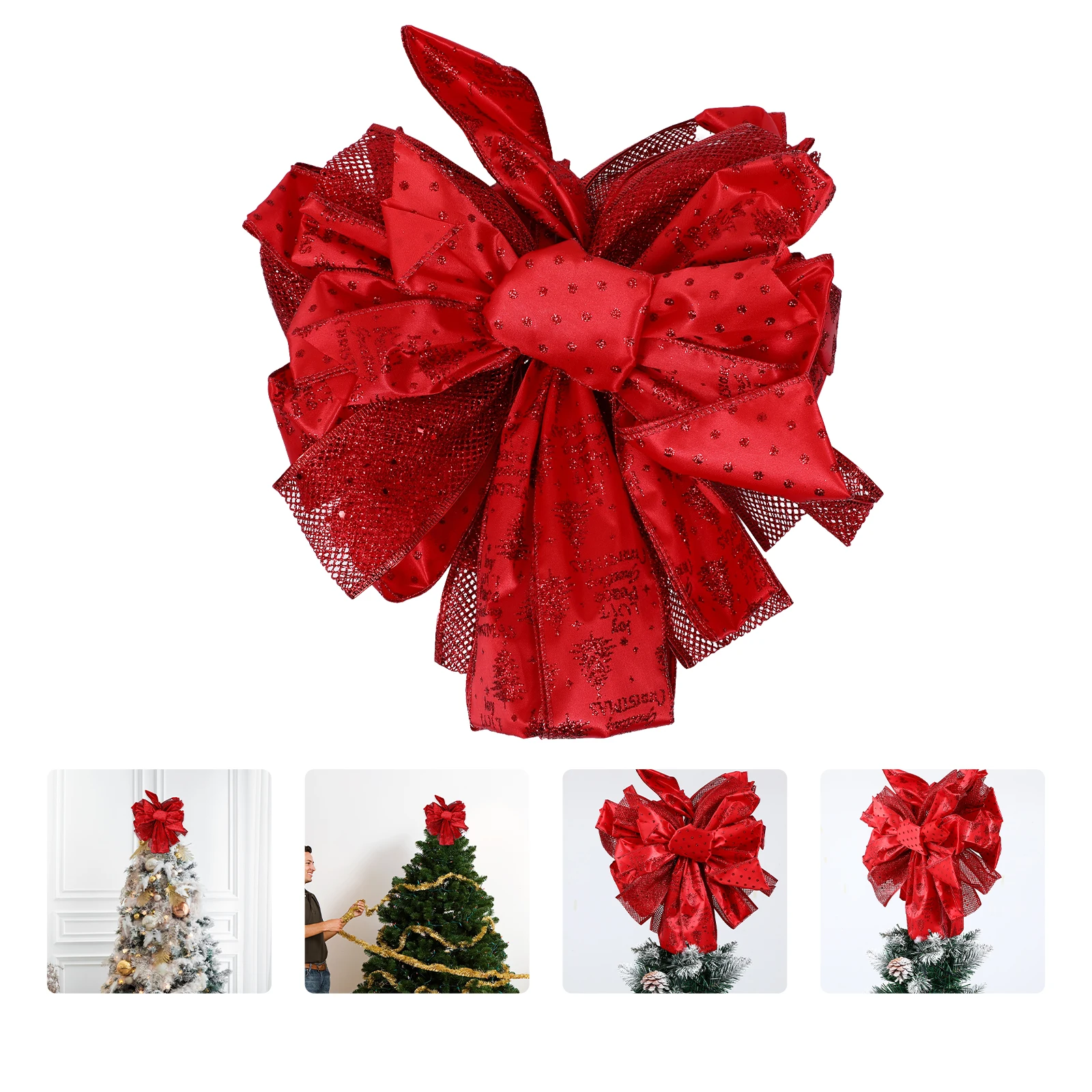 

Christmas Tree Topper Bowknot Decor Beautiful Easy Festive Party DIY Decoration Christmas Tree Decor Treetop