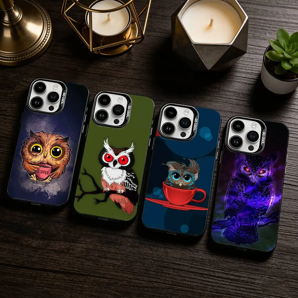 

Чехол для телефона с милыми животными и совой для iPhone 17,16,15,14,13,12,11 Plus, Pro Max, XS, цветной серебристый чехол для телефона