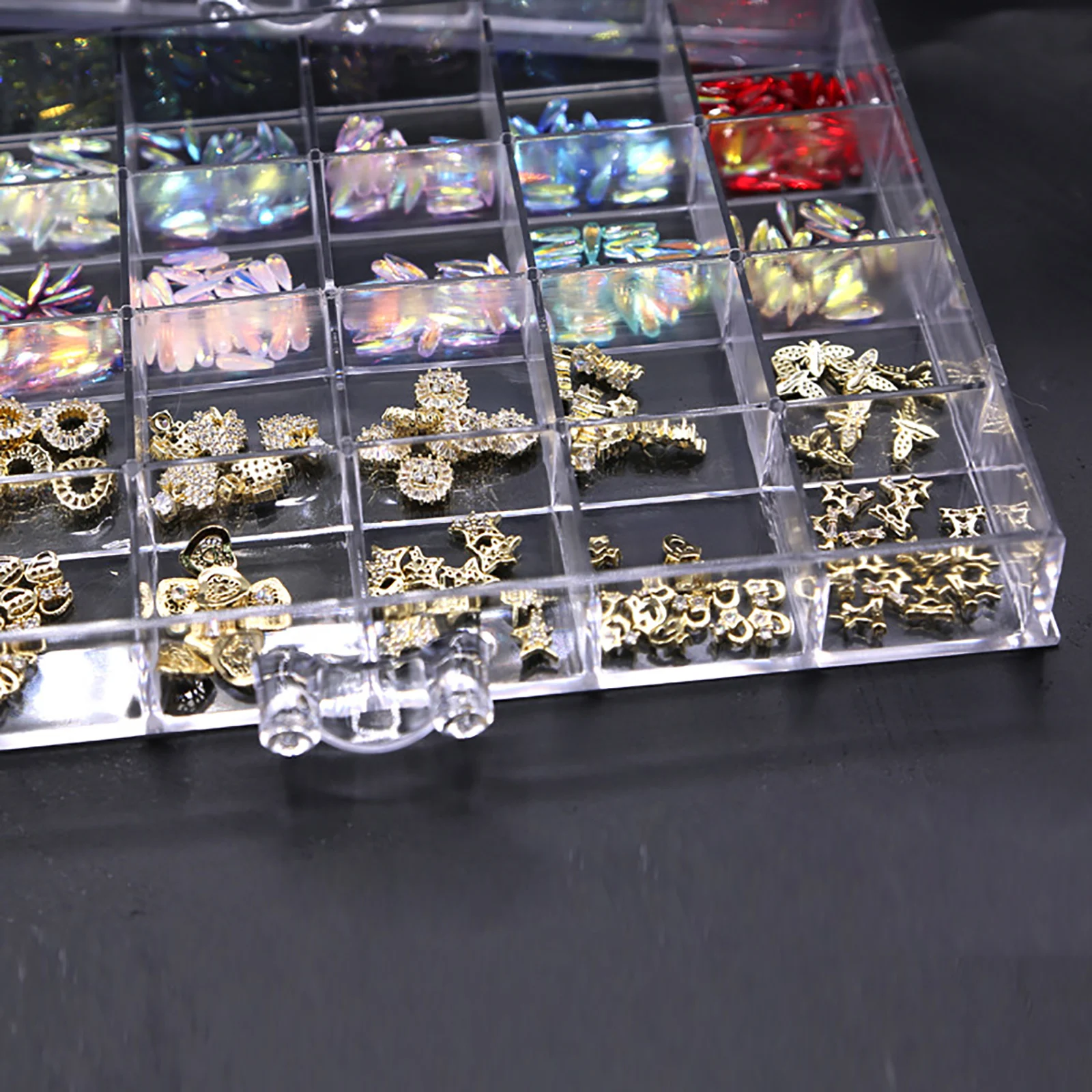 Nail Art Storage Case Rhinestones Beads Plastic Empty Organizer Box 120 Grids Large Capacity Jewelry Boxes with 5-Tier Drawer