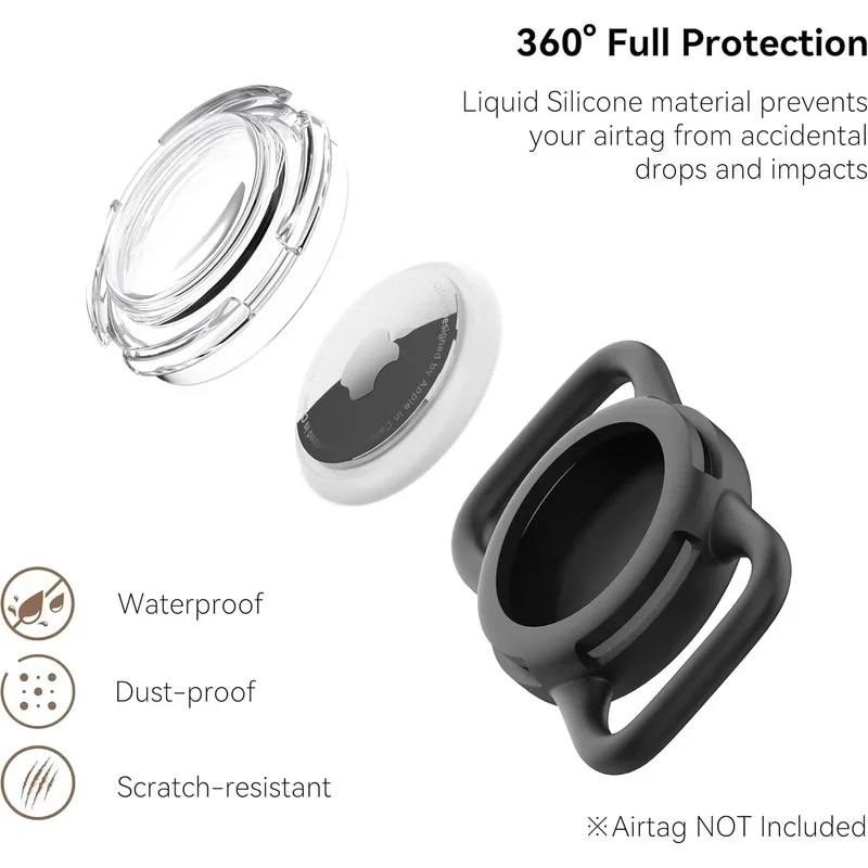 Silicone Protective Case for Apple AirTag Pet Collar Anti-Lost Tracker Holder for Dog Cat Fits 0.8-1in Collars