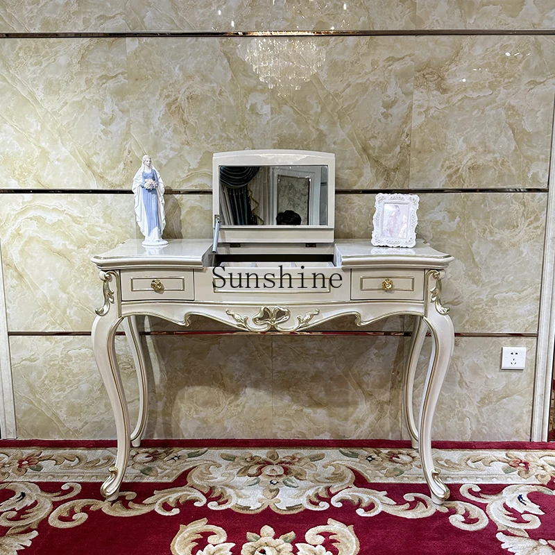 

French court solid wood dresser stool combination luxury bedroom simple home