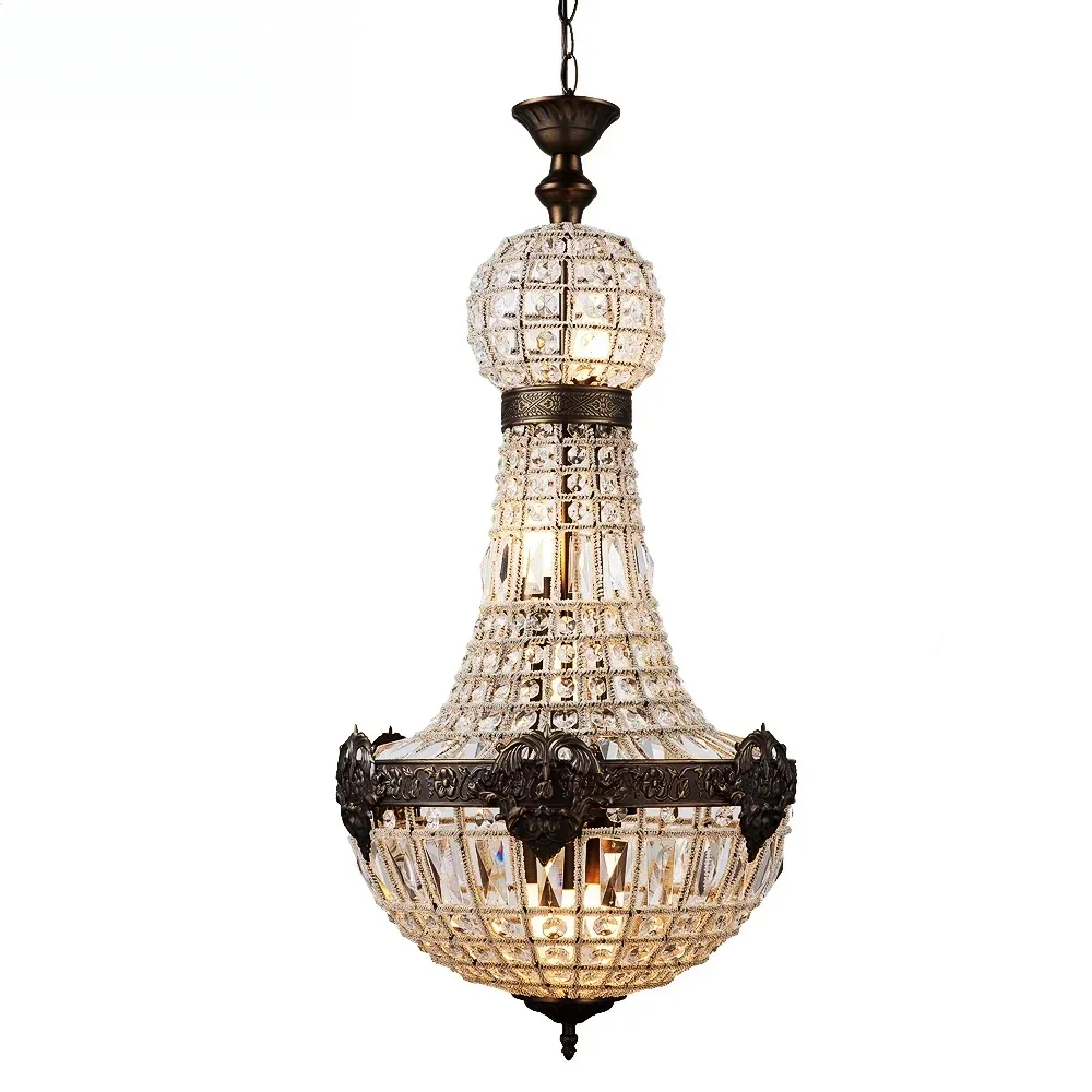 Europe Retro Vintage Charming Royal Empire Style Big Led Crystal Modern Chandelier Lamp Lustres Lights E14 For Hotel Living Room