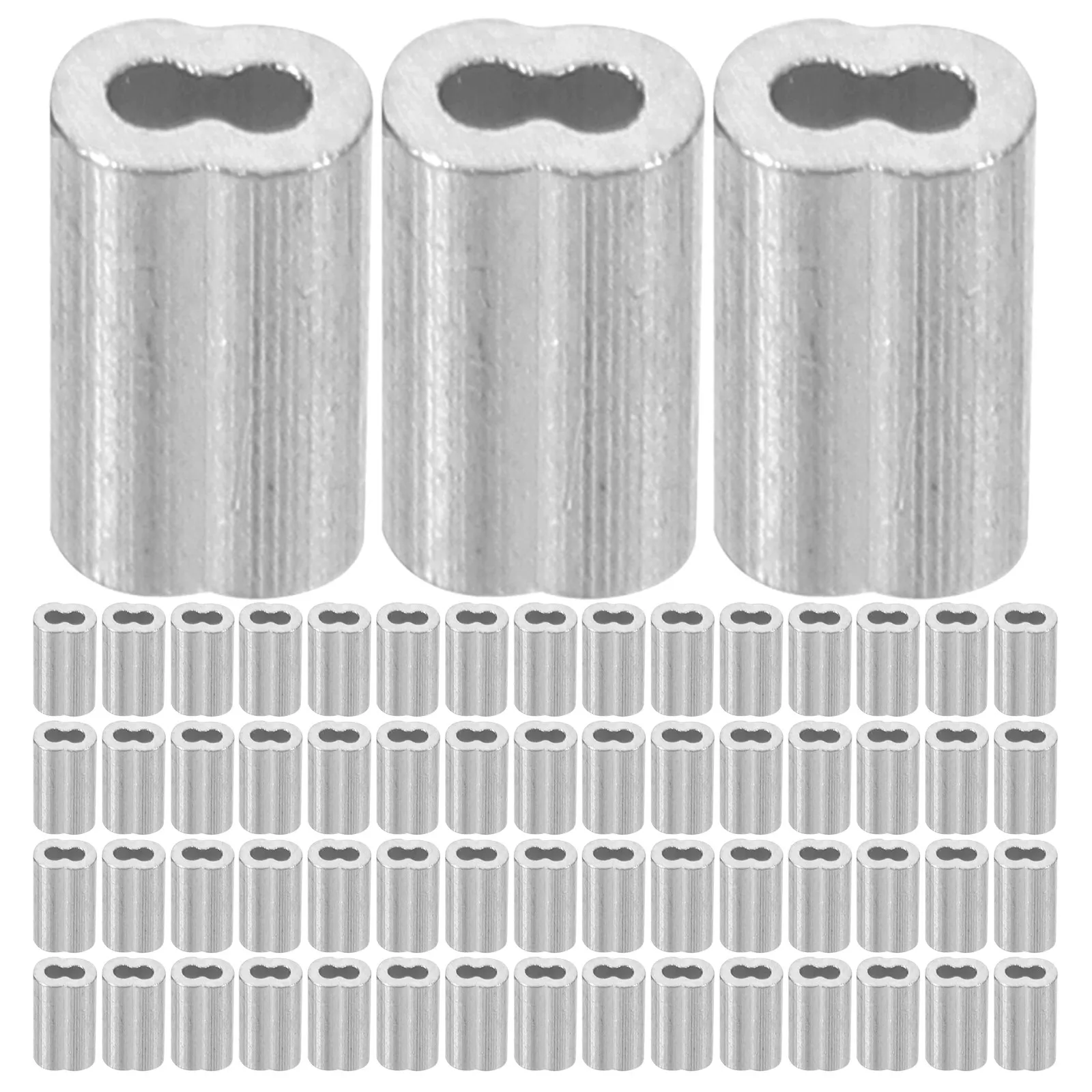 500Pcs Metal Double Hole Cable Crimp Sleeve For Cable Crimping Winter Outdoor Lights Aluminum Wire Rope 2MM - view 3