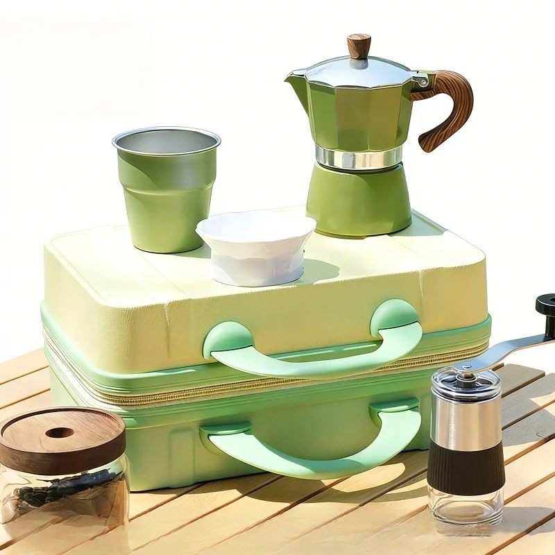 9-Piece Italian Espresso Machine Camping Portable Outdoor Travel Coffee Set