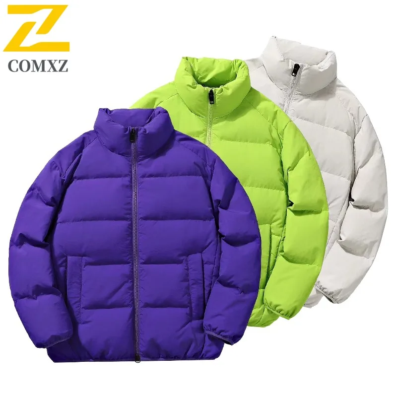 COMXZ Minimalist Quilted Jacket Lightweight Stand Collar Thickened Cold Proof Work Down Jacket High Quality Men's Winter Jacket