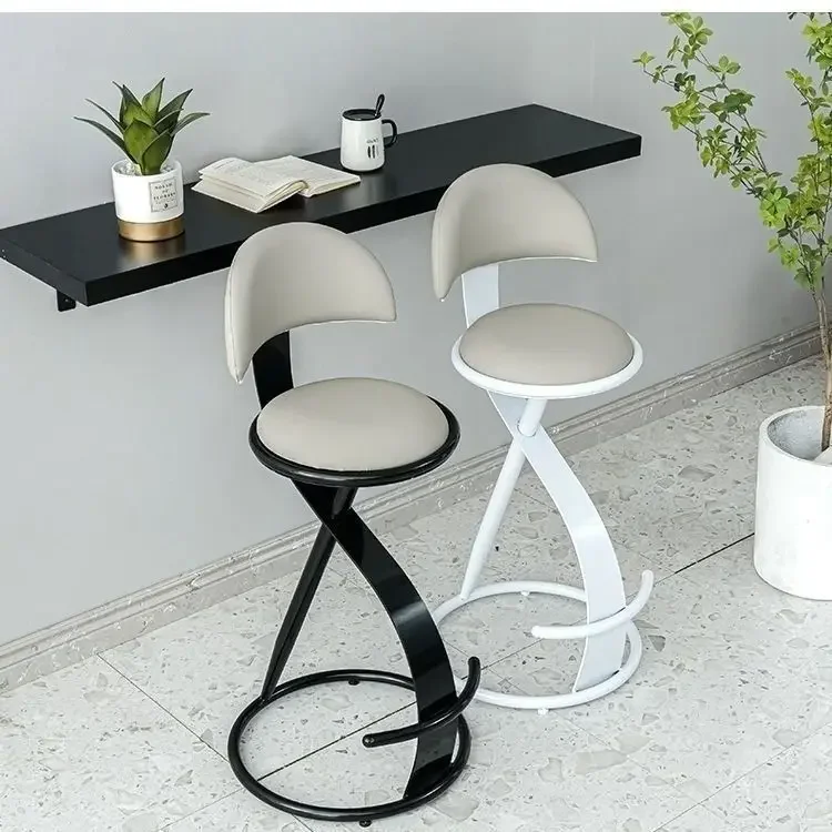 Italian bar simple high chair Nordic bar stool chair modern home metal wrought iron island leather bar