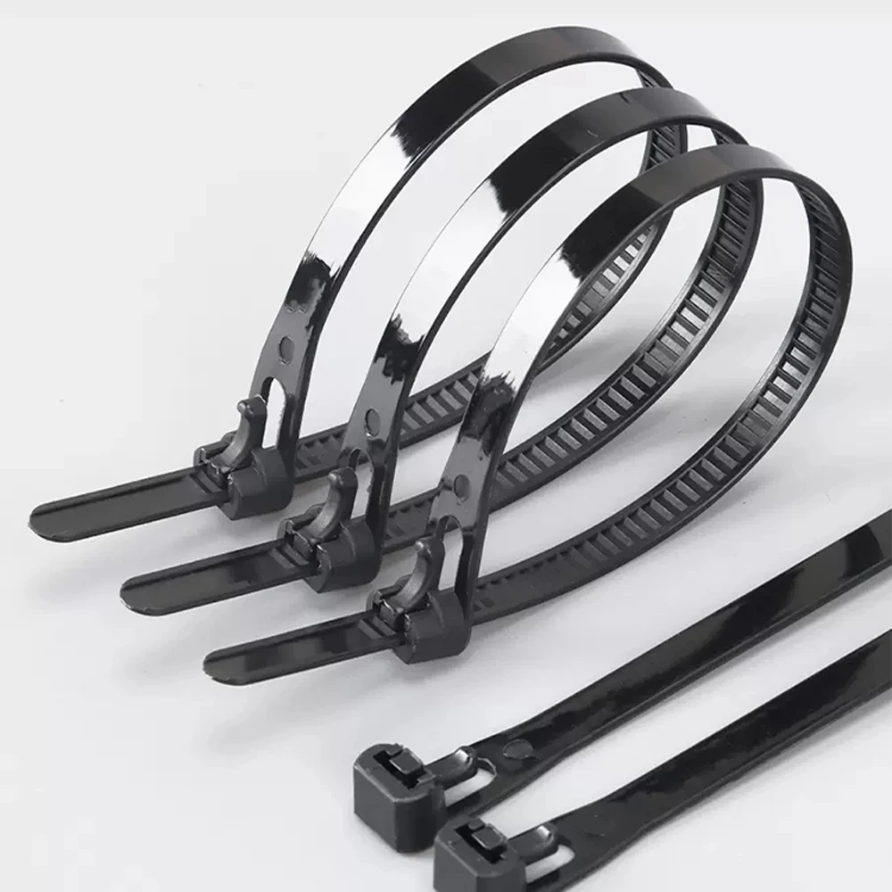 30PCS Detachable Nylon Strap White 5mm 8mm Reusable Plastic Self-locking Strap Retractable Zipper Strap Fixed Strap Black 5*200