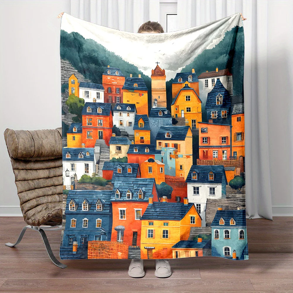 The ultimate Cozy Flannel Blanket Throw European Cityscape Amsterdam Style Cottagecore Picnic Camping Decor Soft Warm Aesthetic