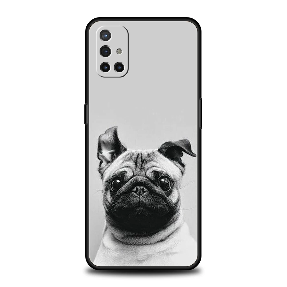 Чехол для телефона OnePlus 13 12 11 10 9 Pro 9T 13R 12R 10R 9R 9RT 10T 8T 8 Nord 2T CE 2 3 5G N200 N30 Мягкий чехол Черный Мопс крупным планом