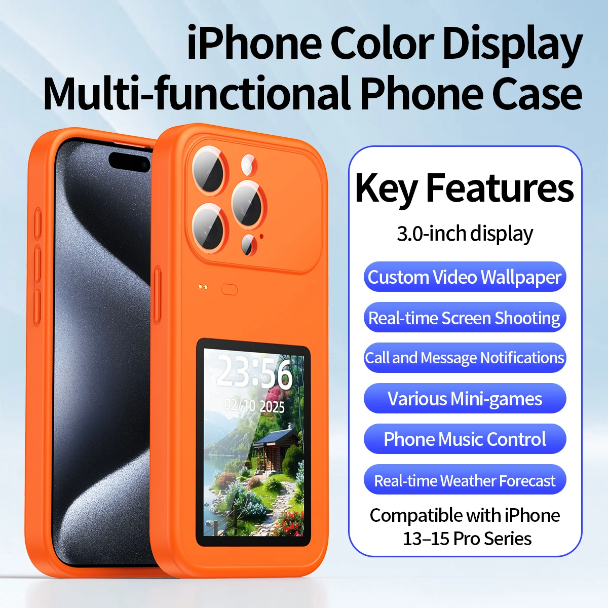 

Dynamic phone case photo transfer video playback touch screen multifunctional Bluetooth phone cover for iPhone17promax16 15 14