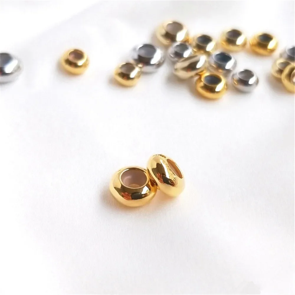 Real 18K Gold With silica gel wheel bead flat bead positioning bead adjustment bead DIY chain separator bead