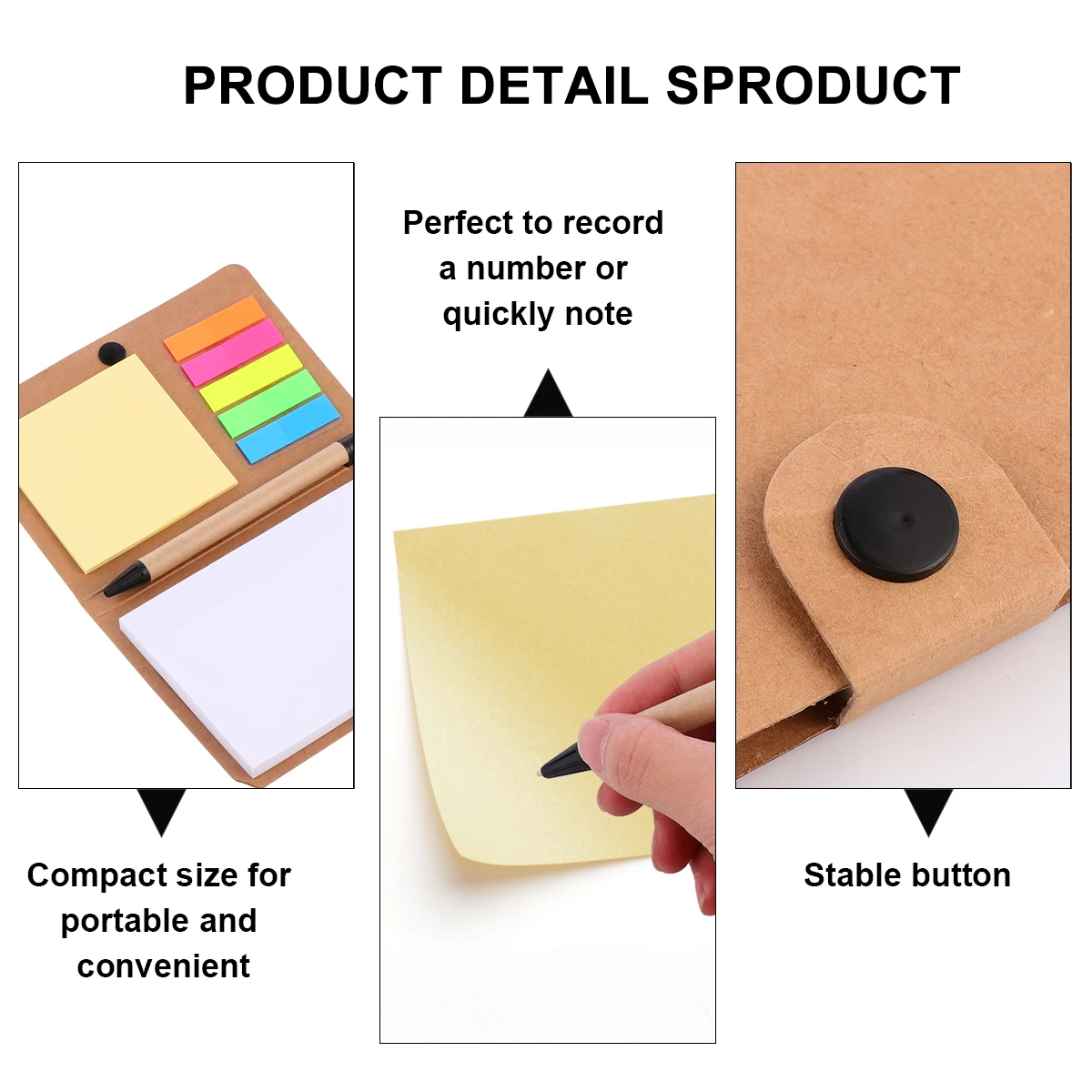 

Kraft Paper Sticky Memo Pad Set 60 Sheets Portable Index Label Tabs Page Markers Self-Stick Notes Time Memo Book Notepad Sticky