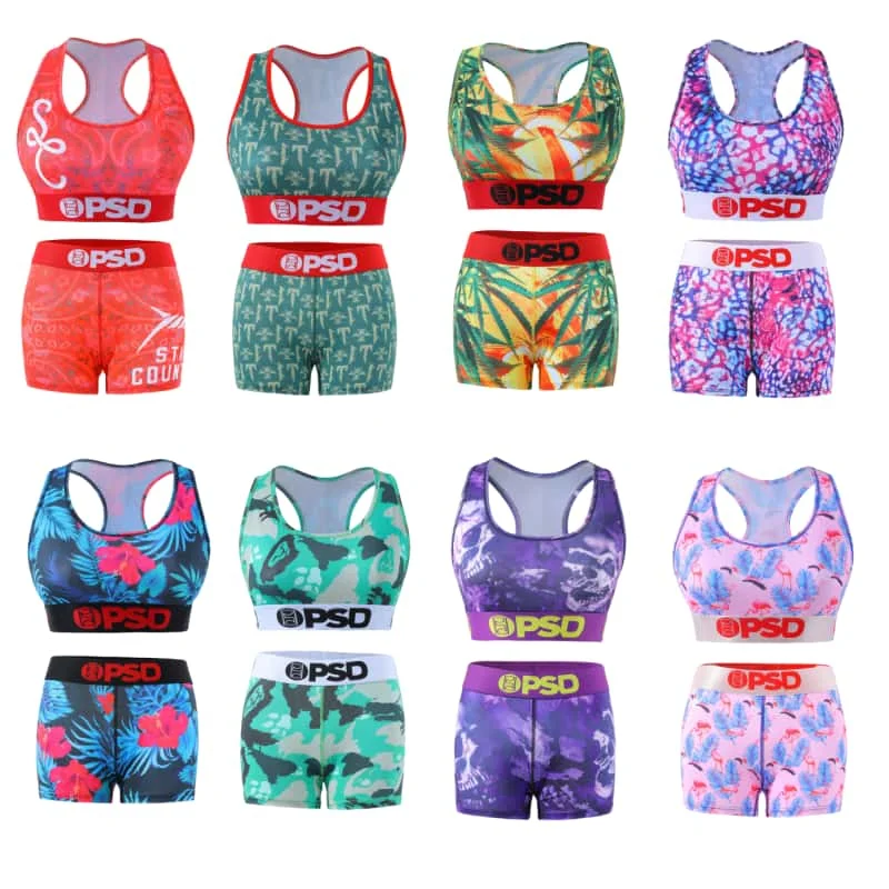 Wholesale Plus Size Printed Polyester Short Underwear Boxer Briefs Printed Women Spandex Underwear Set