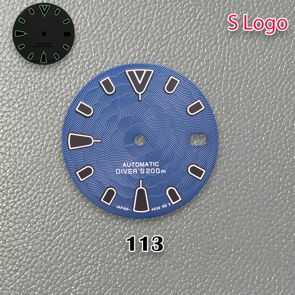 Nuovo logo S da 28,5 mm quadrante fiore di loto verde nottilucenti adatto per movimento NH35/NH36 accessori per la modifica dell'orologio di vendita calda