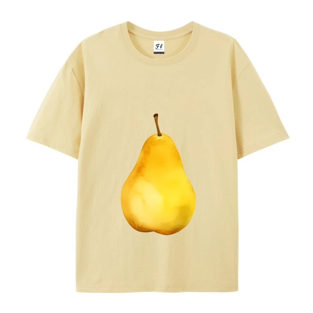 Pear พิมพ์เสื้อ \ \ \ \ \ \ \ \ \ \ \ \ \ \ \'s เสื้อยืดคอกลมฤดูร้อนสไตล์ใหม่หลวมเกาหลีผ้าฝ้ายแฟชั่นเสื้อลําลอง