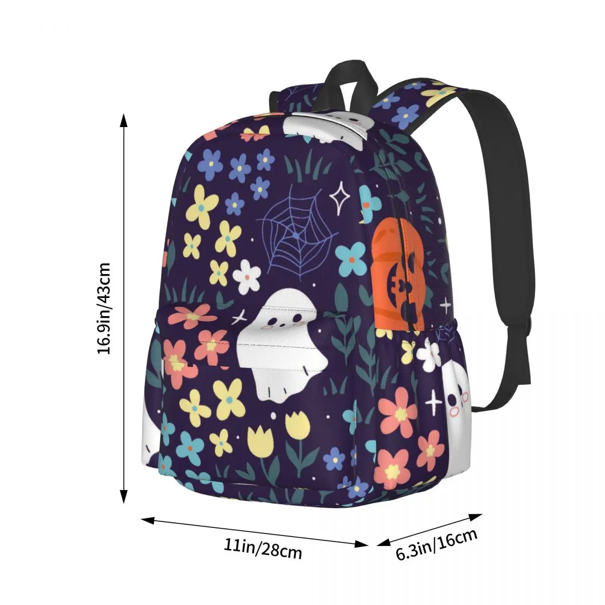 Pumpkin Ghost Pattern Halloween Large Capacity Student Bookbag Casual Fashion Backpack Schoolbag Lightweight Travel Bag