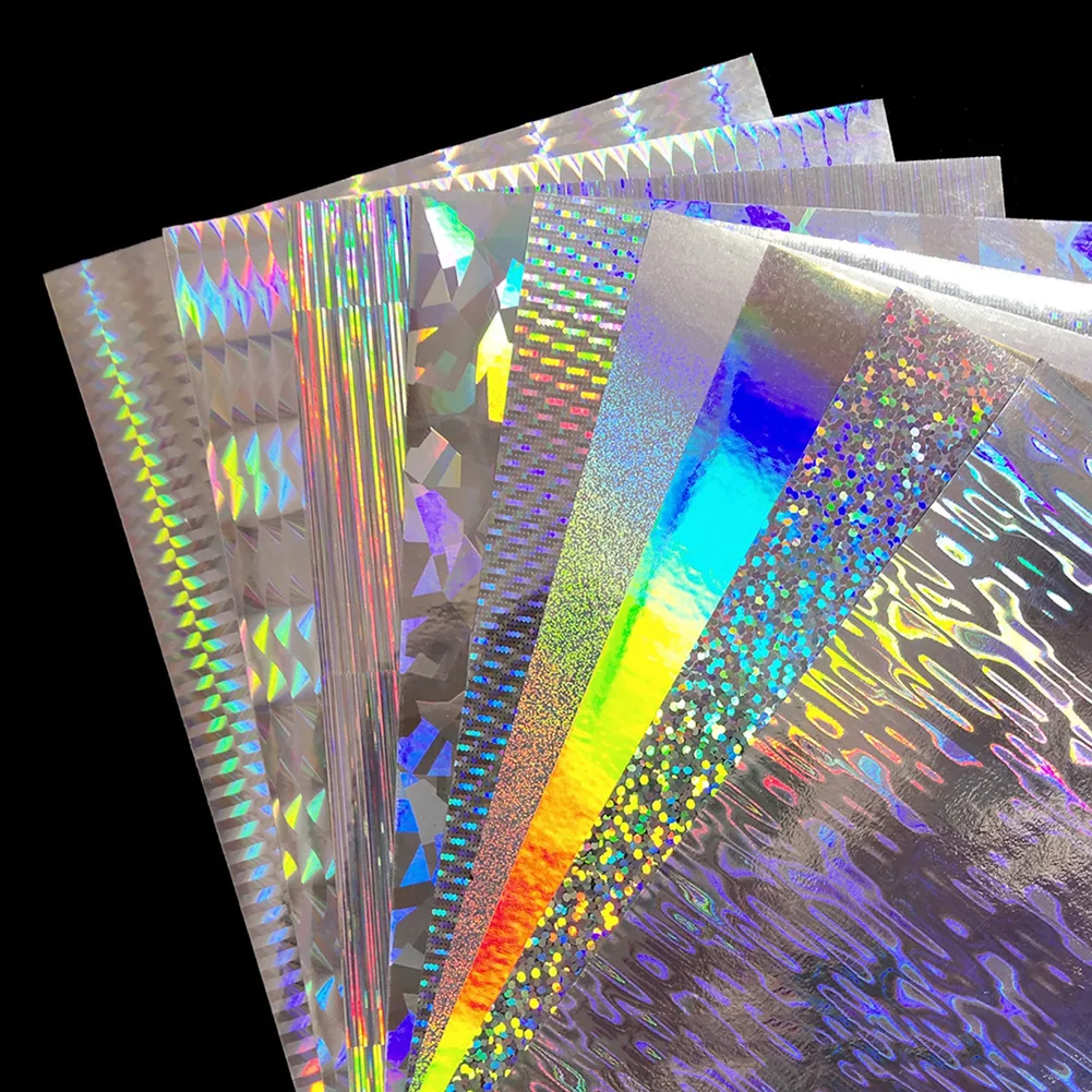 18pcs Fish Scale Lure Stickers 20*10cm Flasher Dodger Lure Reflective Holographic Fishing Lure Tape Silver Laser DIY Fish Skin