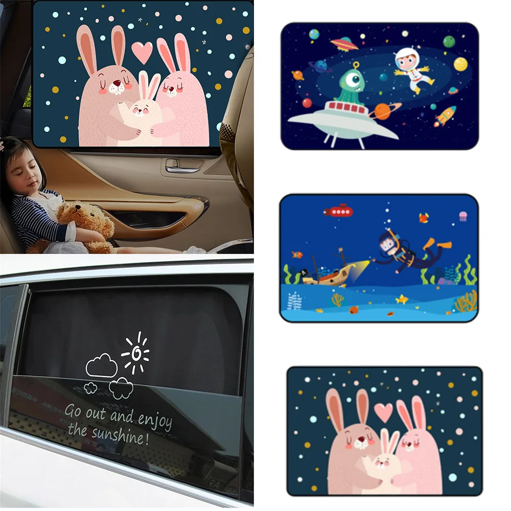 Cortina magnética para ventana de coche, parasol Universal de dibujos animados, protección UV para niños y bebés