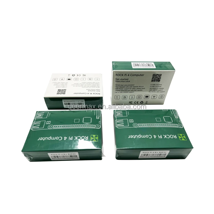 Rock Pi + 4G DDR4 32G eMMC Rockchip OP1 6it Hexa Core, Placa de Desarrollo SBC Basada en Chip Rockchip, Rock Pi 4 Modelo B+ 4GB con 16GB EMMC