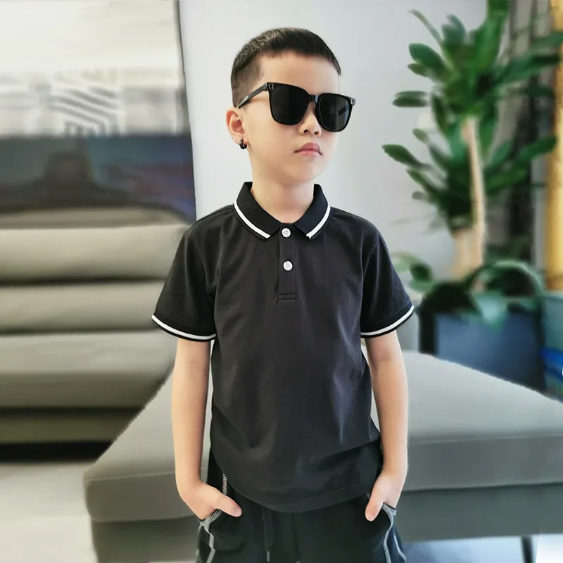 

Children's T-shirt for Boy Girls Cotton Summer Clothing Solid Short Sleeved Polo Shirts Sweat Absorption Ventilation Kids Tops