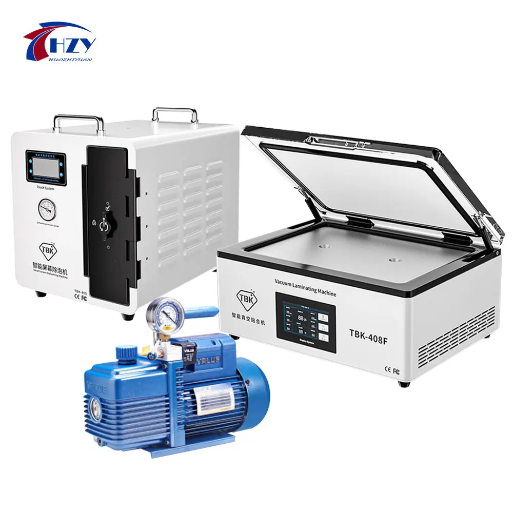 

TBK 15inch Combo Kit 3 Pieces 408F LCD OCA Vacuum Laminate Machine 405 Bubble Remover Built-in Air Compressor and 4L Vacuum Pump