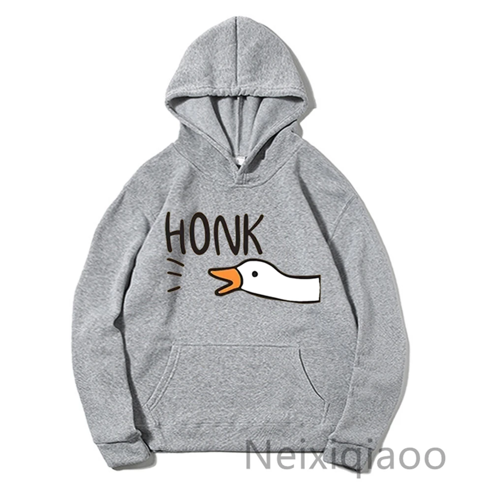 Plus Size Honk Goose Print Loose Hoodie Kawaii Autumn Winter Duck Harajuku Women Men Sweatshirt Cute Oversize Clothes Sweater
