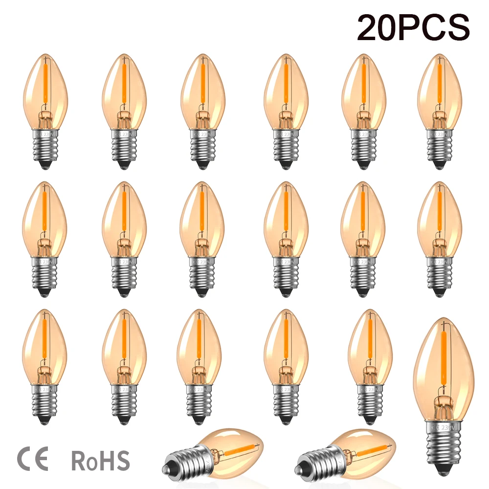 Edison Led Candle Light Bulb E12 E14 Dimmable Bulb Warm White 2200K C7 0.5W Home For Decor Lighting Ampoule Candle Bulb