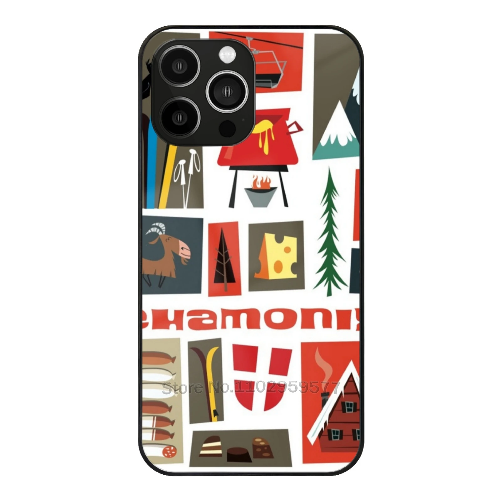 Chamonix Ski Poster Tempered Glass Case For Iphone 15 14 13 12 11 Pro Max X 7 Plus Case Chamonix Haute Savoie Affiche Retro Ski