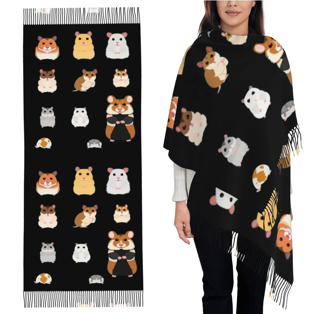 

Породы хомяка, сирийский шарф для хомяка, шарфы с кисточками, женские мягкие теплые шали и накидки, большая осенне-зимняя шаль