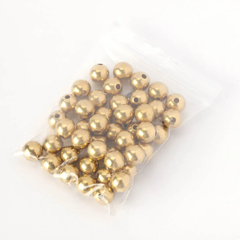 50Pc Big Copper Bead 8mm Loose Spacer Beads Straight Hole 2mm Bead for Jewelry Making DIY Necklace Bracelet Supplies Accessories