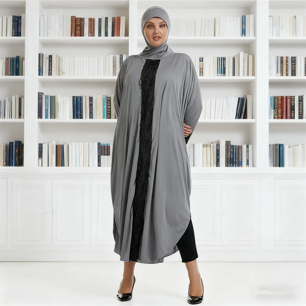 

Женская мусульманская молитвенная одежда с капюшоном, кафтан с блестками, исламская одежда, платье Ид Джеллаба Рамадан Абая, кафтан, халат Джалабия, бурqa, платье