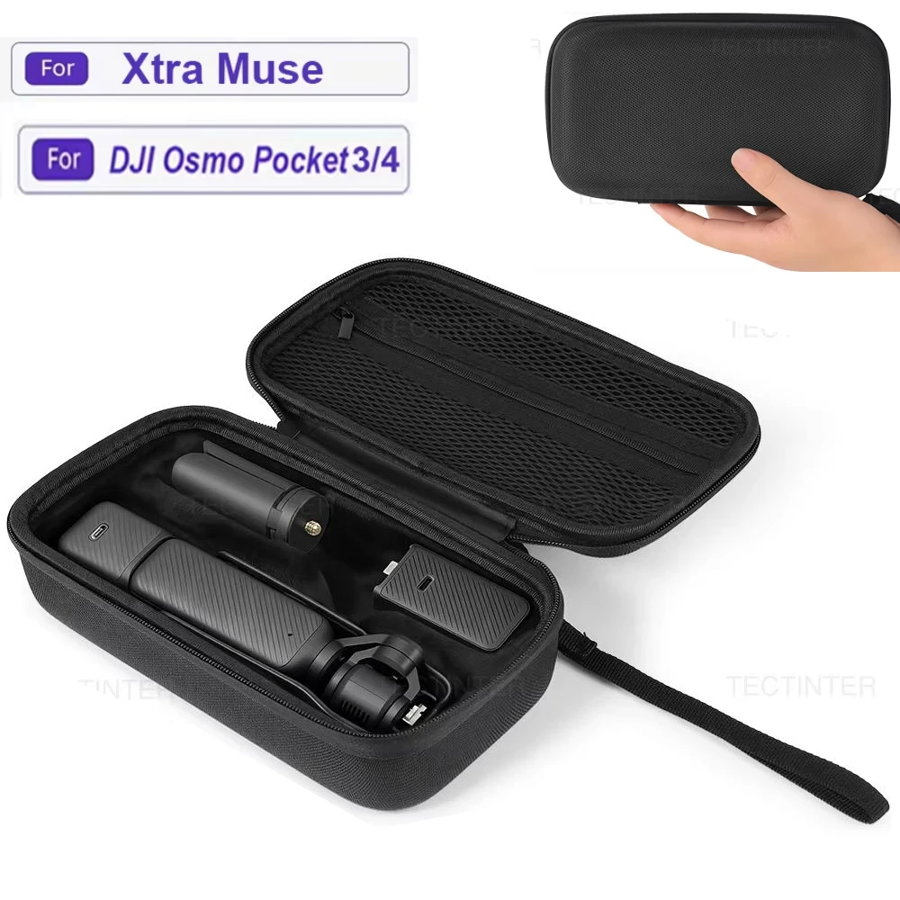 Carrying Hard Case for DJI Osmo Pocket 3/4 Travel Pouch Storage Shell Protective Bag with Wrist Strap For Xtra Muse Accessories