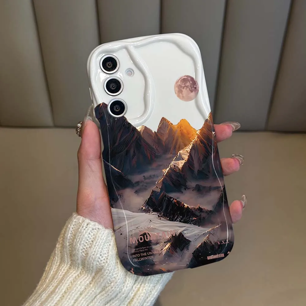 Luxury Snow Mountain Landscape Phone Case For Samsung Galaxy A71 A57 A56 A55 A54 A53 A51 A17 A16 A06 A05 Shockproof Soft Cover