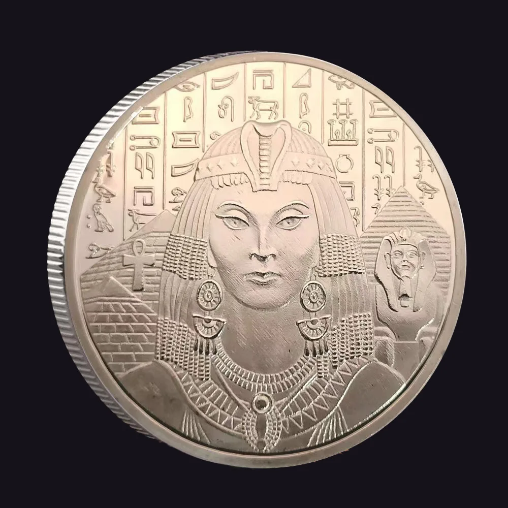 1pc Ancient Greece Cleopatra Commemorative Coin Lucky Coin Collection Gold and Silver Commemorative Medals Tourist Attractions