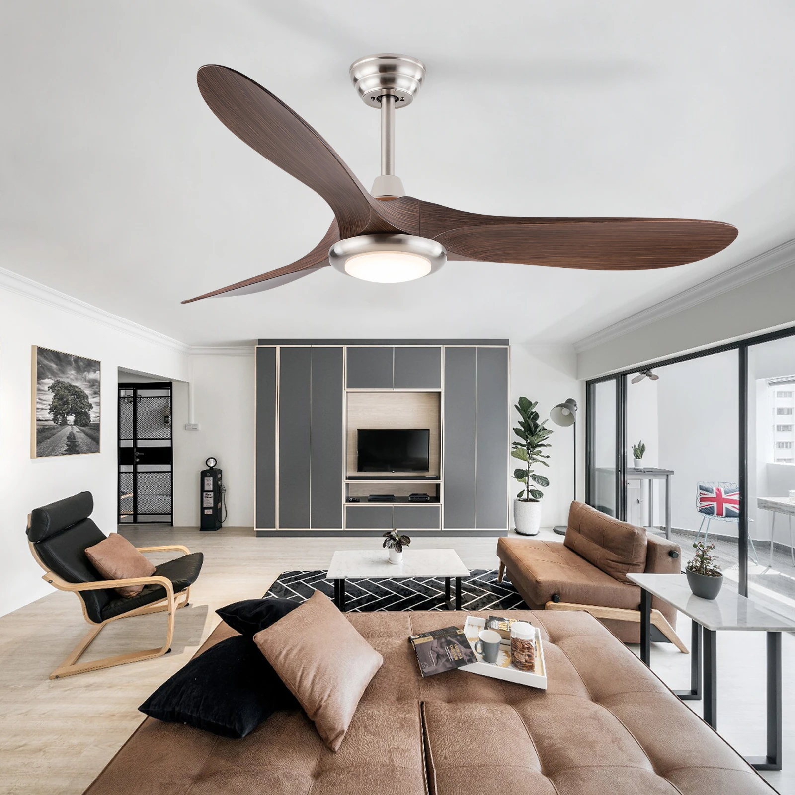 Modern Ceiling Fan with Light and Remote Large Fans Dimmable LED Chandelier Quiet Reversible Motor Indoor Outdoor Ceiling Fan