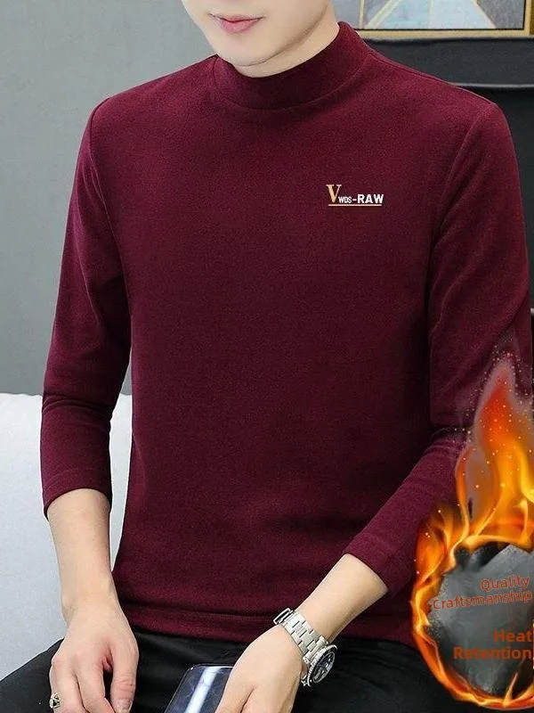 

Double-Sided Fce Warm Mid-Ne Long Sve Men's T-irt Autumn Winter Base Layer Thiened Inner Wear Casual Sle