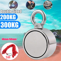 Double Side Neodymium Metal Magnet Detector Fishing Kit+10M Rope Strong Salvage River Fishing Magnets Ring Hook Permanent Imanes