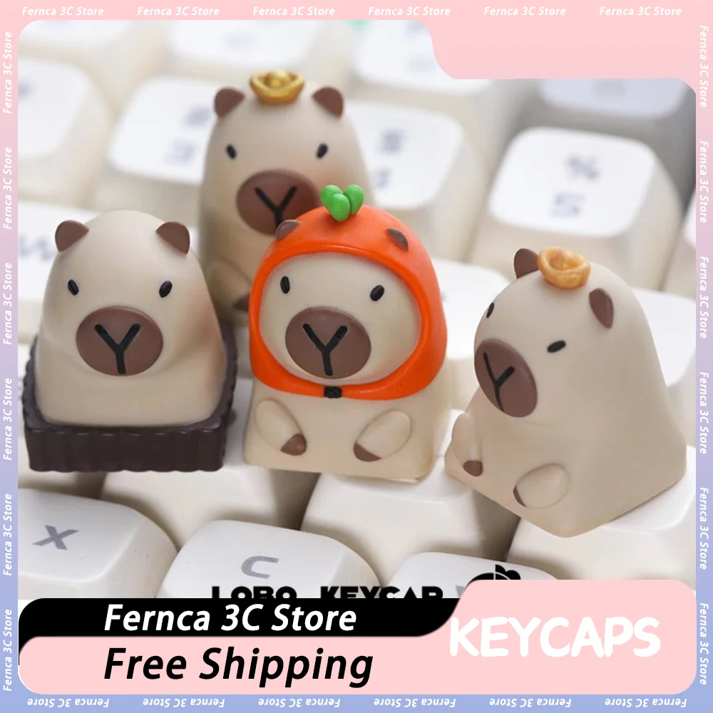 Lobo Capybara Keycaps Resin Creative Cute Keycaps For Mechanical Keyboard Cartoon Keyboard Accessories Decoration Custom Gifts