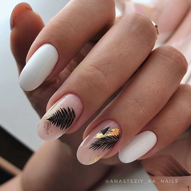 Nail art Decals 3D Gold Schwarz Tropical Palm Blatt Blume Grus Japonensis Zurück Kleber Nagel Aufkleber Dekoration Für Nagel Tipps schönheit