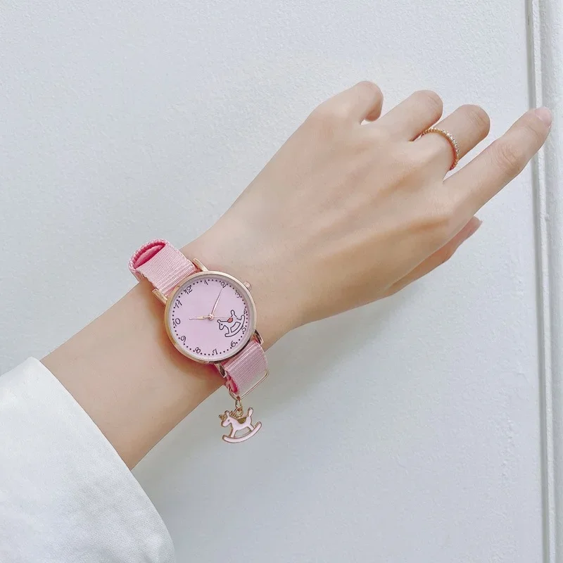 1PC 6 Styles Girl Women Watch Cartoon Unicorn Cloud Cheery Pink Ladies Bracelet Watch Set Cute Student Quartz Watch Reloj Mujer