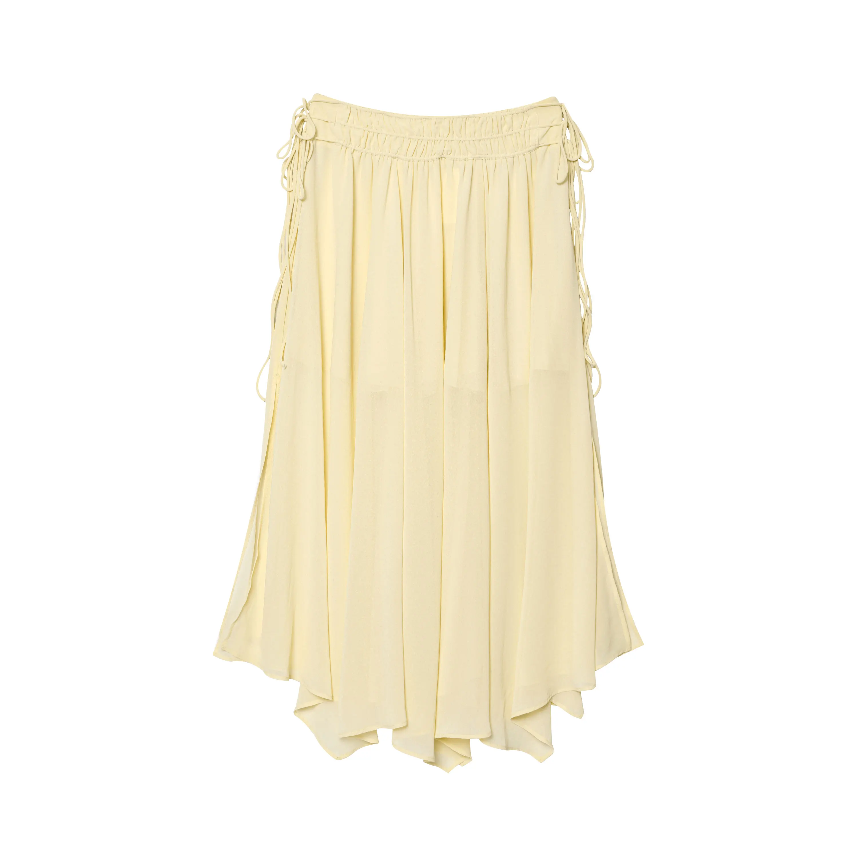 HH Vrouwen Elegante Gele Ruches Lace-up Blouse Rokken Sets Lange Mouw V-hals Shirt Geplooide Midi Rok 2025 Vrouwen Outfits