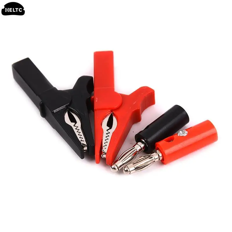 2/4pcs/lot Insulated Crocodile Clips 55mm Alligator Clip + Banana Plug Test P With 4mm Banana Plug Cable Clips