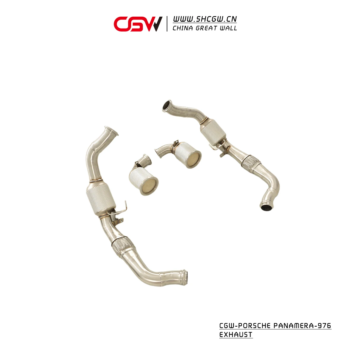 High Performance Active Sound Exhaust Muffler 300 Cells Downpipe with Heat Shield for   976