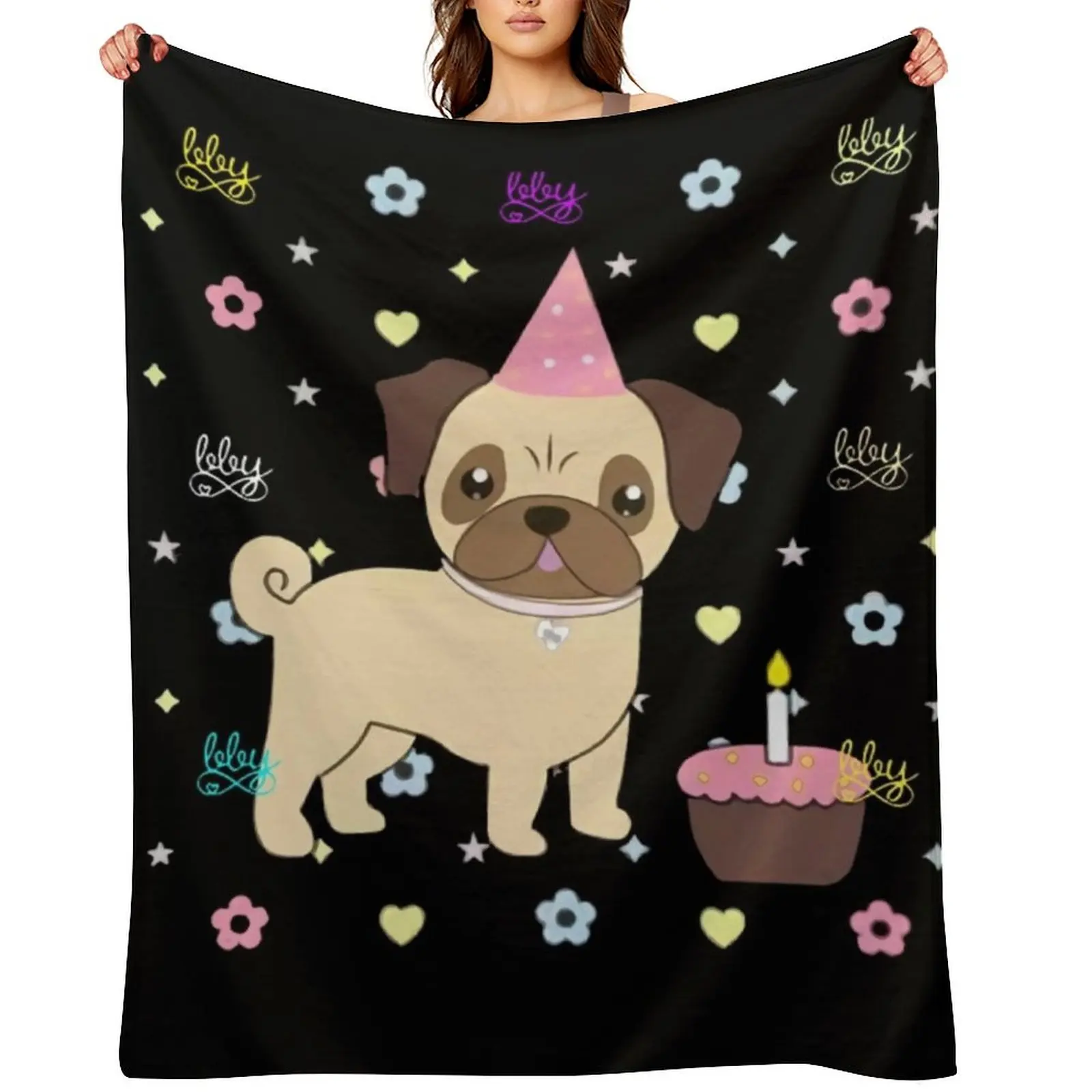 

Shop Piper Rockelle Merch Frank The Pug Throw Blanket Personalized Gift Decorative Sofas Winter beds Blankets For Baby Blankets