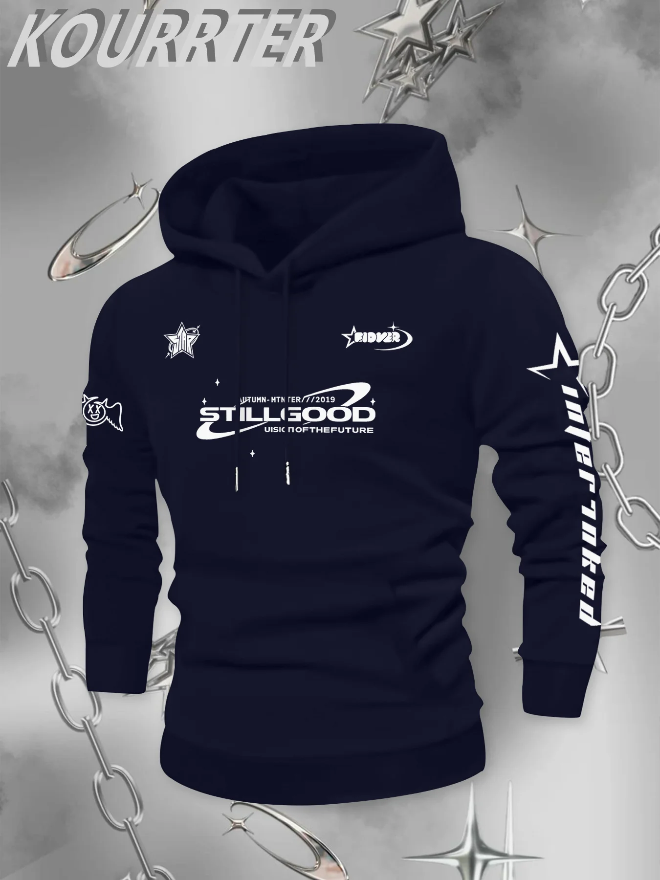 Y2K Herren-Sportjacke mit Kapuze und trendigen Mustern, warme Winter-Kapuzenjacke, modischer trendiger Hoodie – Detail 4