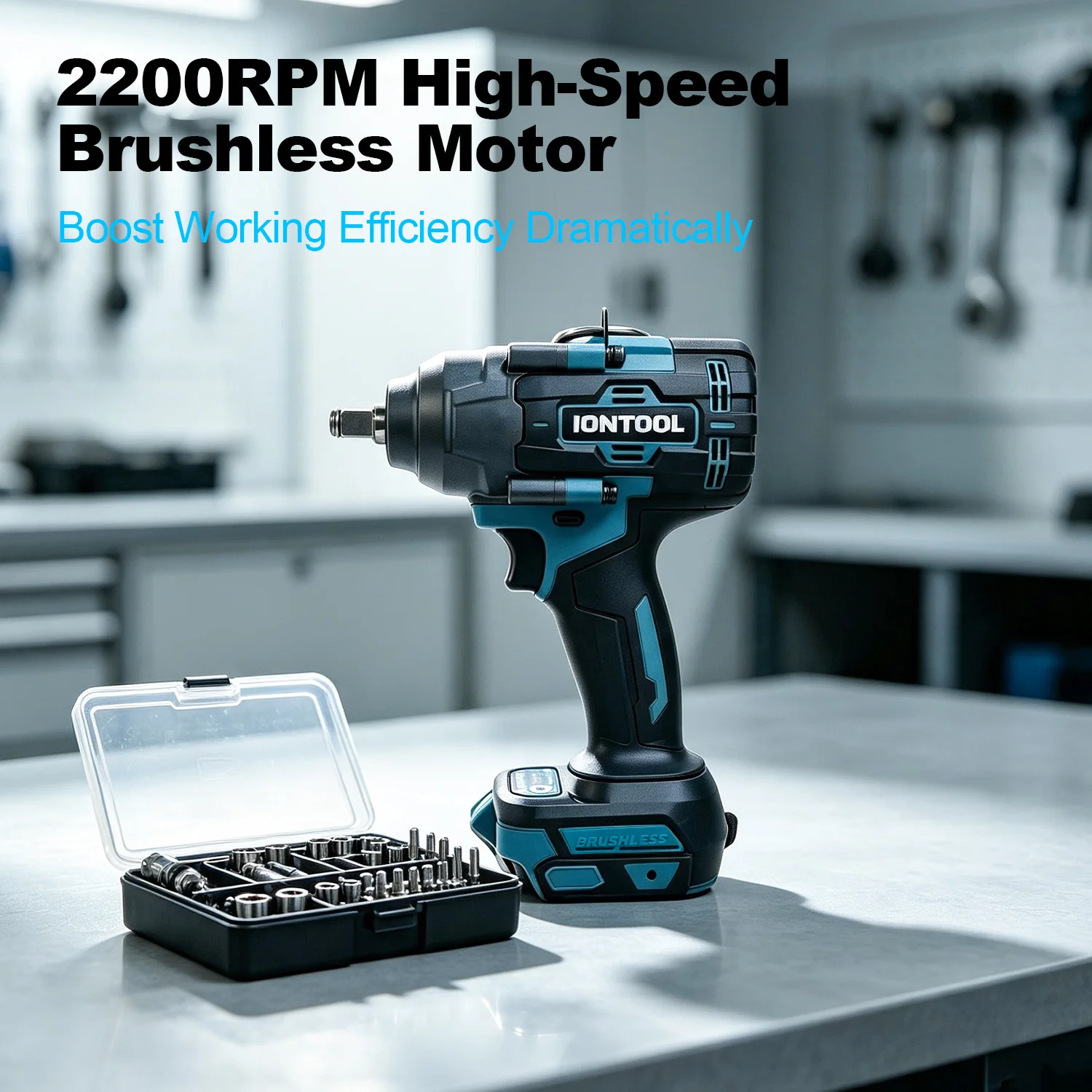 IONTOOL Brushless Cordless Impact Wrench 1/2 Inch 1000N 2200RPM Electric Tool for Car Tire Removal Auto Maintenance