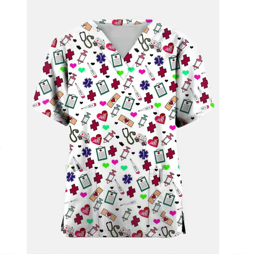 Vestidos cirúrgicos hospitalares, tops de manga curta, acessórios de enfermagem, vestidos de médico, uniformes médicos femininos, trabalho elástico fosco