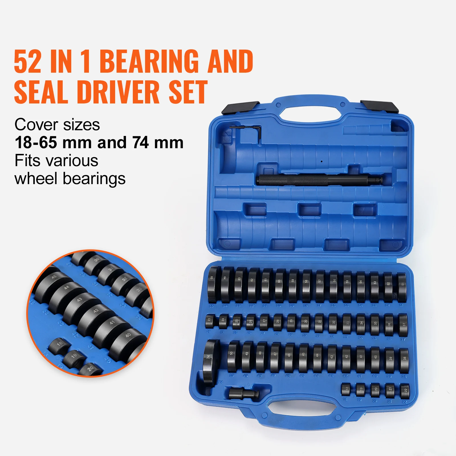 52PCS Custom Bushing Bearing&Seal Driver Set Transmission Wheel Axle Bearing Race Seal Driver Installer Remover 18-65mm