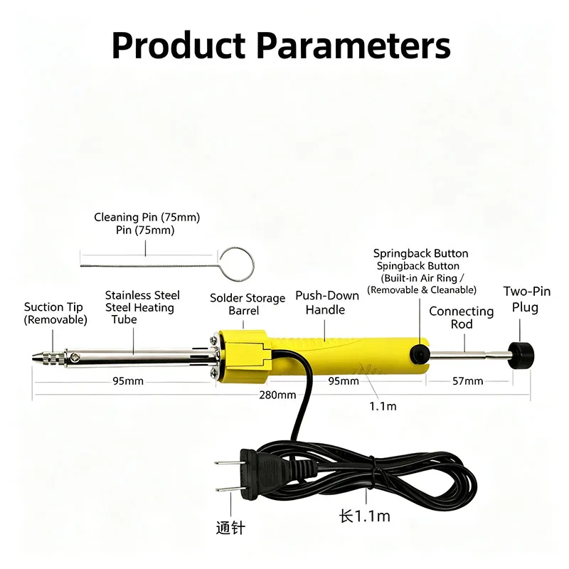 Yarun Electric Solder Absorber Strong Vacuum Electric Tin Suction Pump Desoldering Sucker Soldering Removal Repair Tool