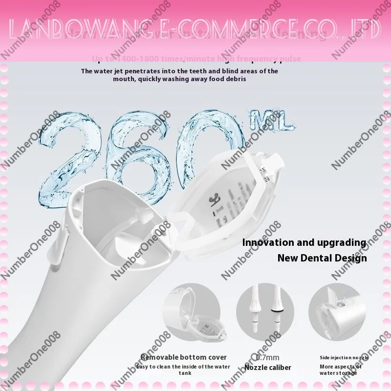 Portable Electric Water Flosser Cordless Oral Irrigator USB Rechargeable Teeth Cleaner for Home Travel